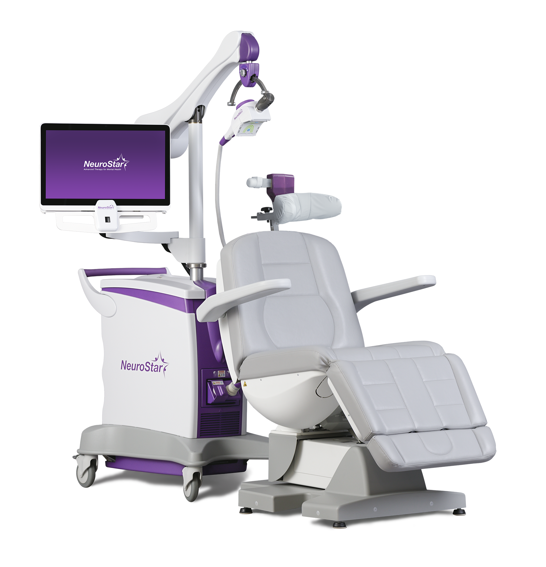 NeuroStar TMS device angled view - FDA-cleared treatment system