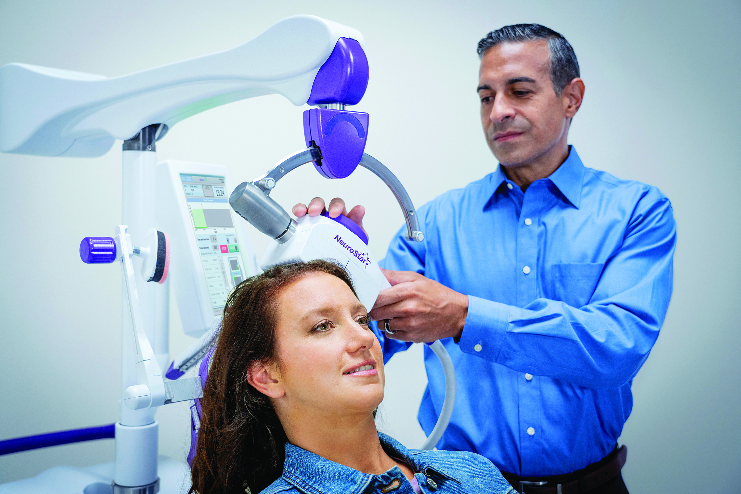 NeuroStar TMS treatment session closeup at New Sunrise Mental Health Boca Raton